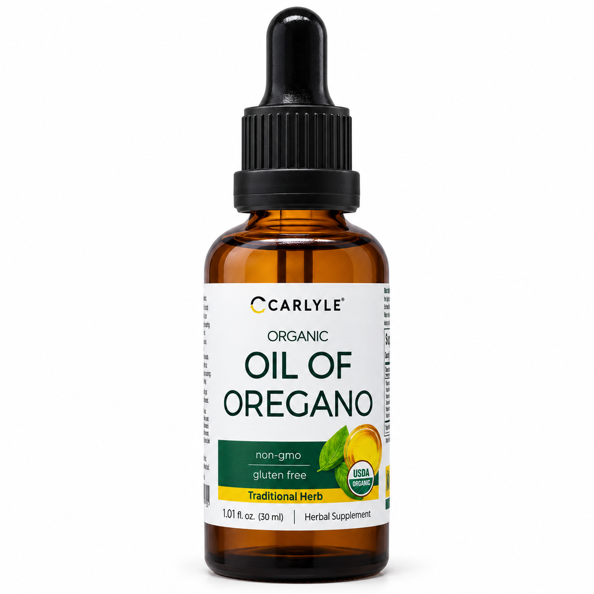OIL OF OREGANO — vista frontal con fondo blanco