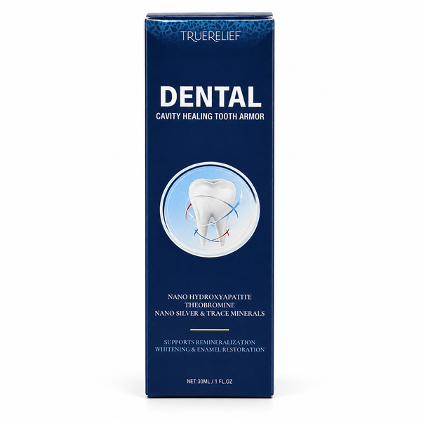 Dental Cavity Healing — vista frontal con fondo blanco
