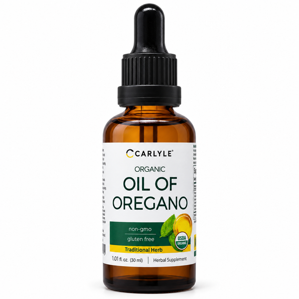 OIL OF OREGANO — vista frontal con fondo blanco