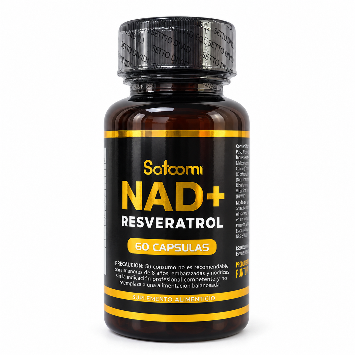 Resveratol Nad Satoomi X60 Cap — vista frontal con fondo blanco
