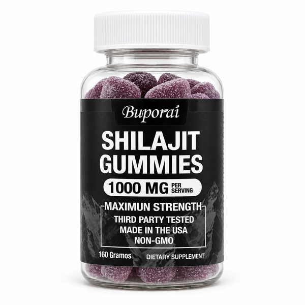 Shilajit Gomitas — vista frontal con fondo blanco